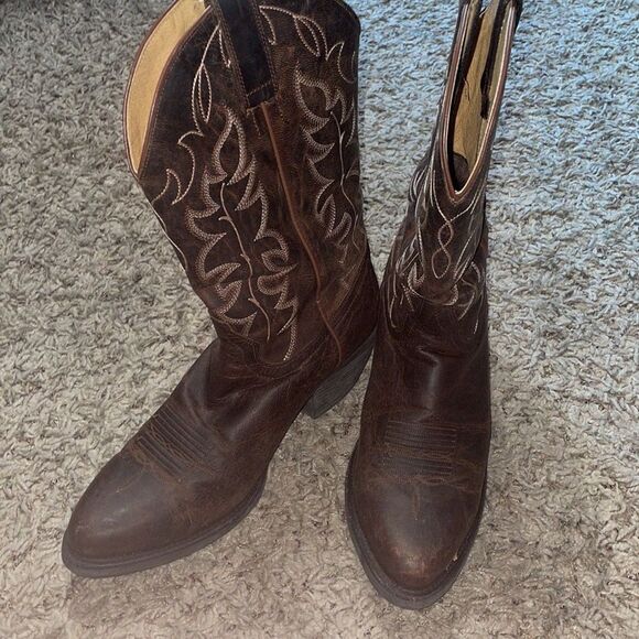 Shyanne Classic Western Cowboy Boots Oiled Leather Dark Brown - Picture 4 of 12